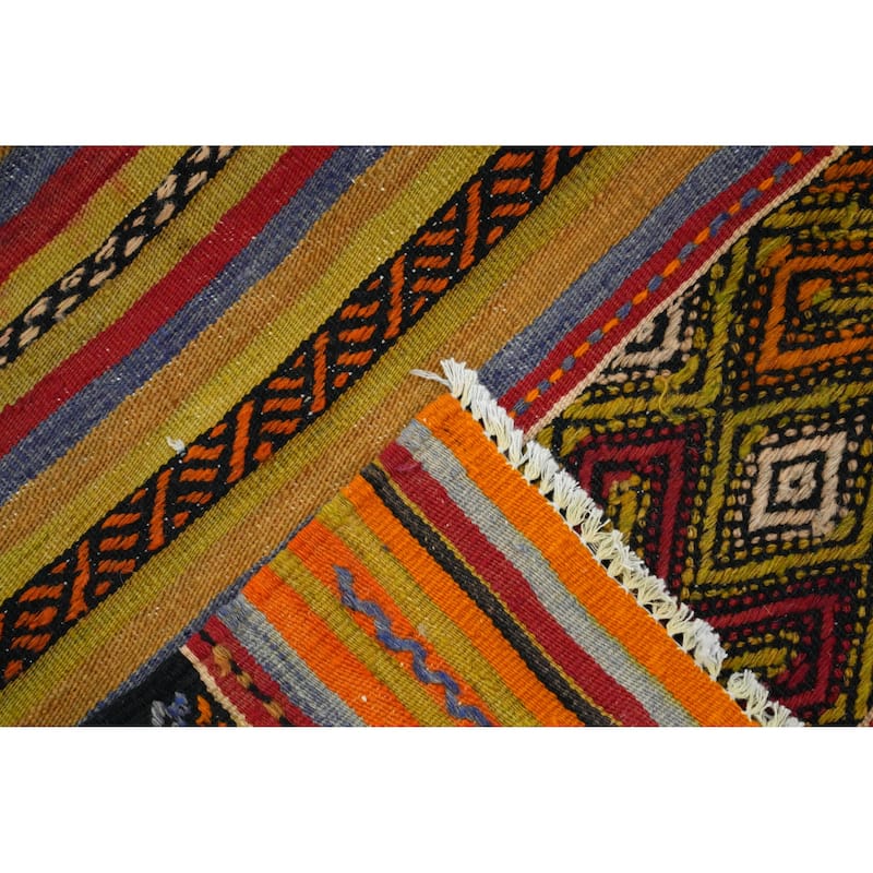 Hand Woven Oriental 100% Wool Carpet Southwestern Tribal Multi-Colored Kilim Area Rug - 10' 4'' X 6' 1''