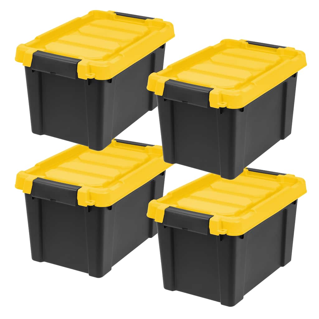IRIS USA® STOR-IT-ALL 21.90 Qt Buckle Lid - Black - Set of 4