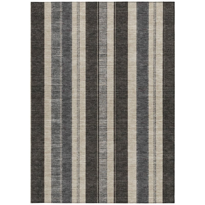 HomeRoots Striped Transitional Rectangle Outdoor Rug