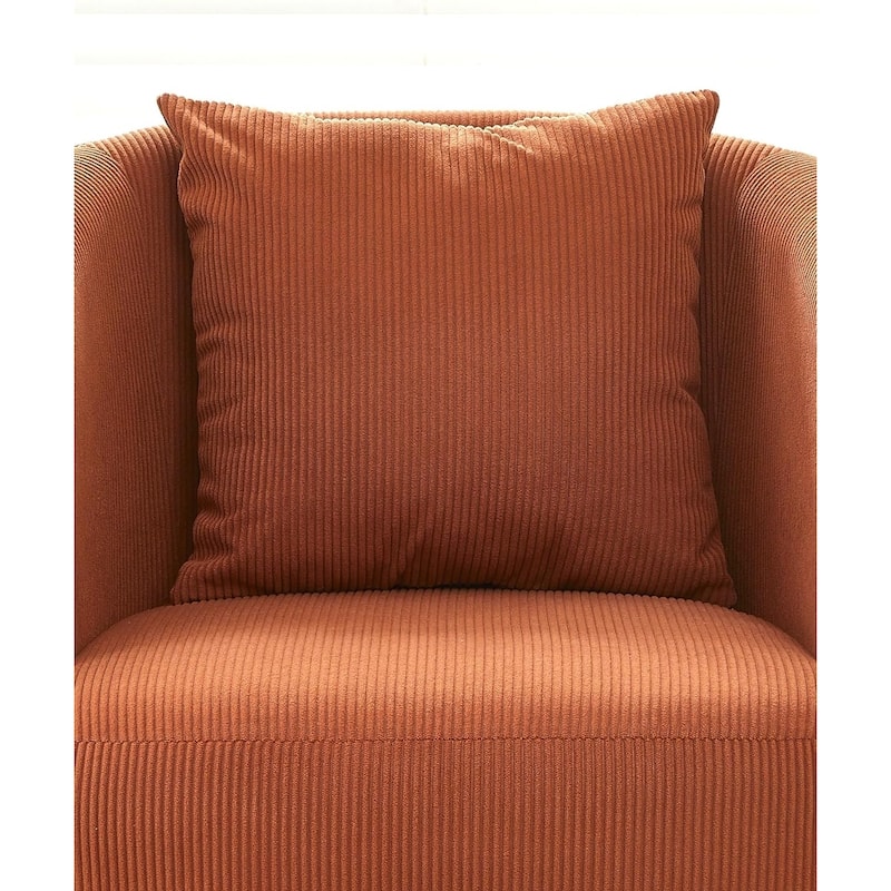 Modern Channel Corduroy Velvet Accent Chair with Black Metal Legs Luxurious Design and Comfortable Seating Ideal