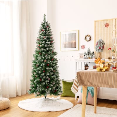 Pre lit Christmas Tree Hinged Pencil Decoration Tree with LED Lights