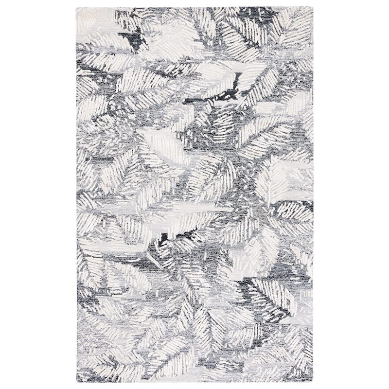 SAFAVIEH Handmade Glamour Shag Contemporary Rug - 6' Square - Black/Ivory