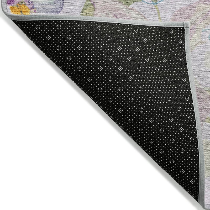 Machine Washable Indoor/ Outdoor Modern Floral Chantille Rug