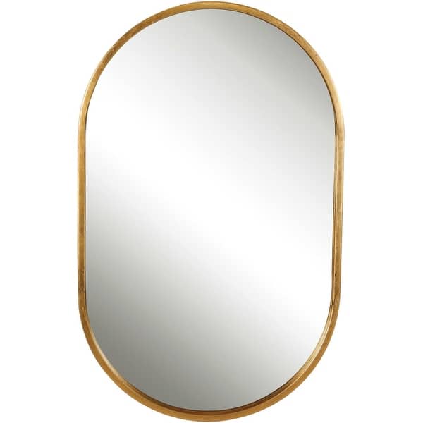 slide 2 of 7, Uttermost Varina 32" x 20" Oval Sleek Vanity Bathroom Wall Mirror Antiqued Gold Leaf
