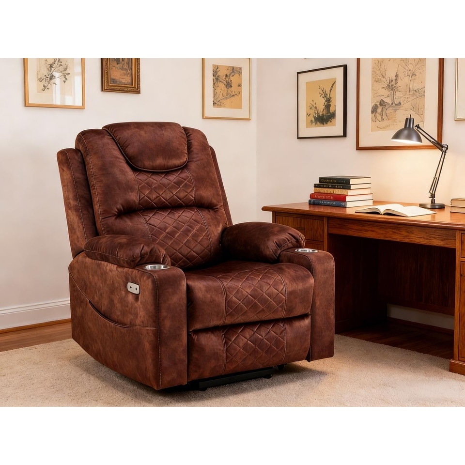 Power Lift Recliner Chair with Massage and Heat,Infinite Positions,Single Motor,Cup Holders,and USB Ports