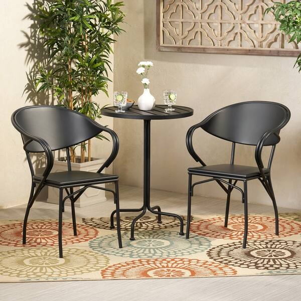 slide 2 of 33, Palm Desert Outdoor Modern 3-piece Bistro Set by Christopher Knight Home