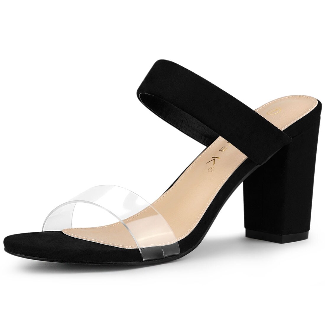 block heels with clear strap