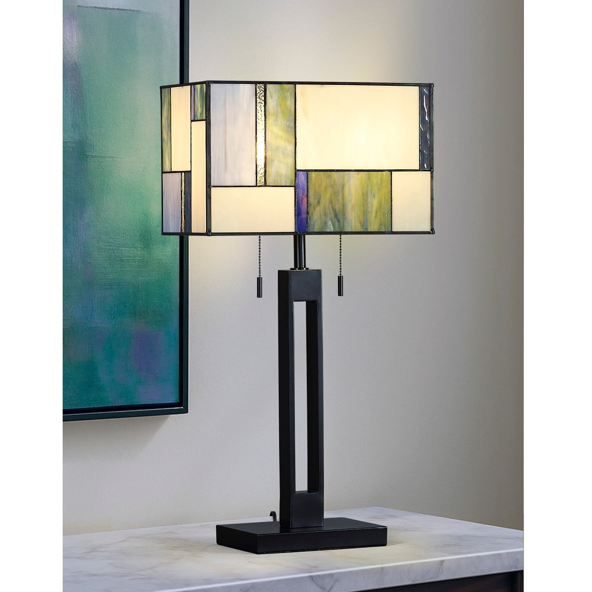 HOMEGLAM Aurae 28" H Modern Tiffany Glass Table LamP
