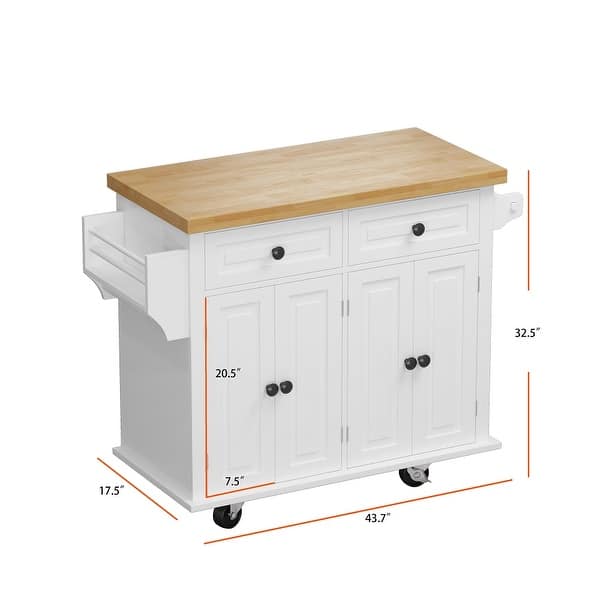 Kitchen Island Cart with Two Storage and Two Locking Wheels