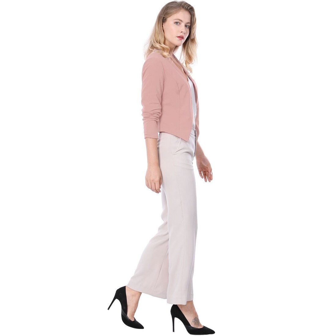 Shop Unique Bargains Women Collarless Work Office Business Casual