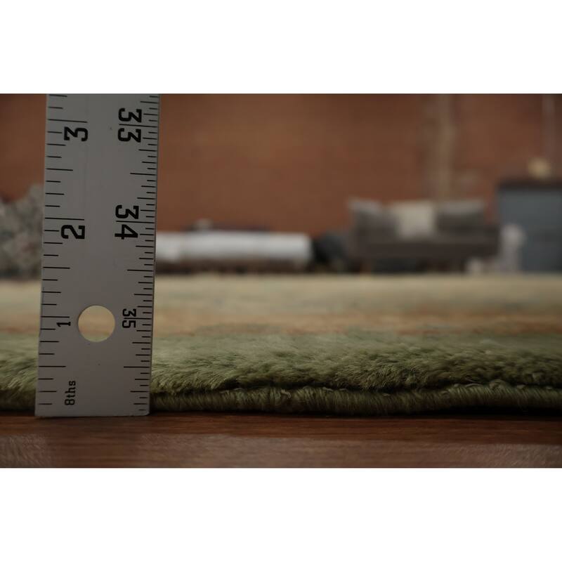 Hand Knotted Oriental 100% Wool Carpet Traditional Floral Green Kerman Area Rug - 19' 1'' X 11' 9''