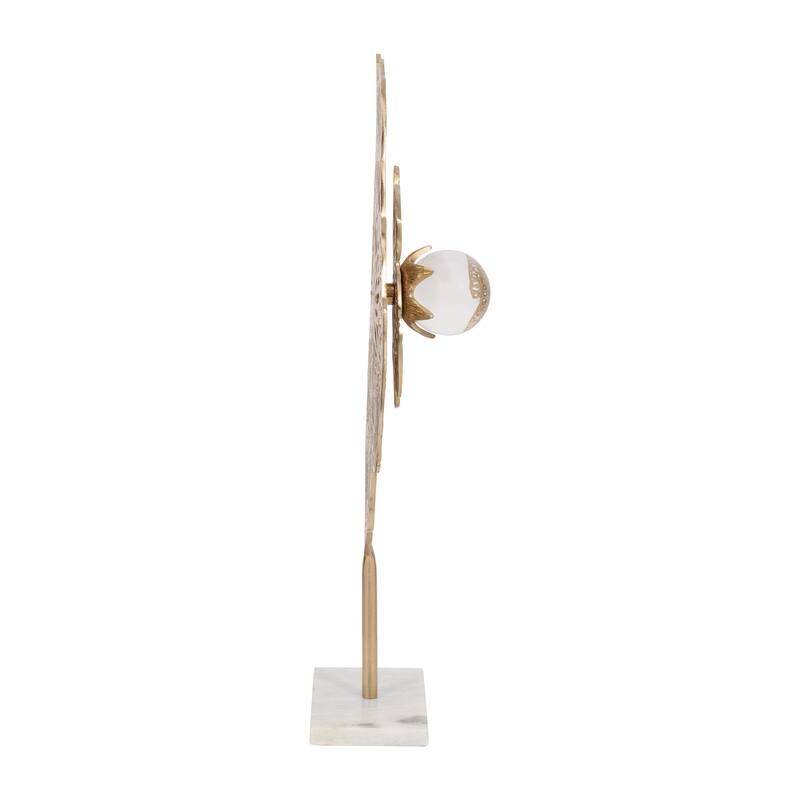 Sagebrook Home Aluminum Salma Gold Flower Statuary - Elegant Decorative Object