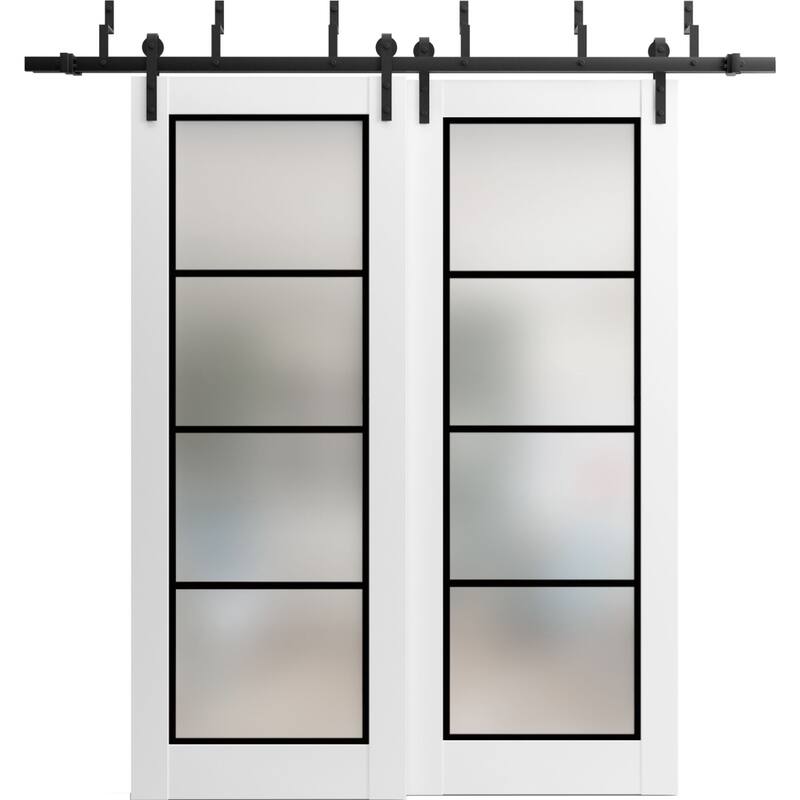 Barn Bypass Doors 36 x 80 Planum 2132 White Silk Sturdy 6.6ft - White - 72" x 96" ( 2* 36x96)