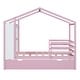 preview thumbnail 3 of 12, Pink Twin Size Solid Wood House Bed with Trundle and Writing Board for Kids