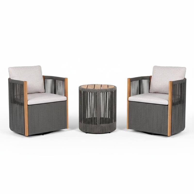 Christopher Knight Home - Orsini Outdoor Acacia Wood Dining Set with 180° Swivel Chairs & 15.00" Round Side Table