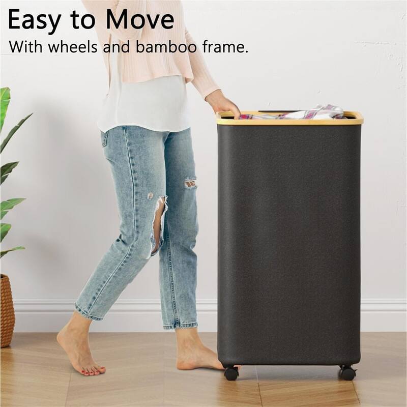 Laundry Hamper with Wheels and Lid - 17.5"L x 13.25"W x 30.25"H