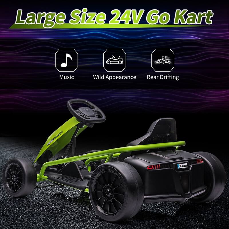 24V Electric Dual 300w Motors Go Kart Ride on Car Toy for Kids, White
