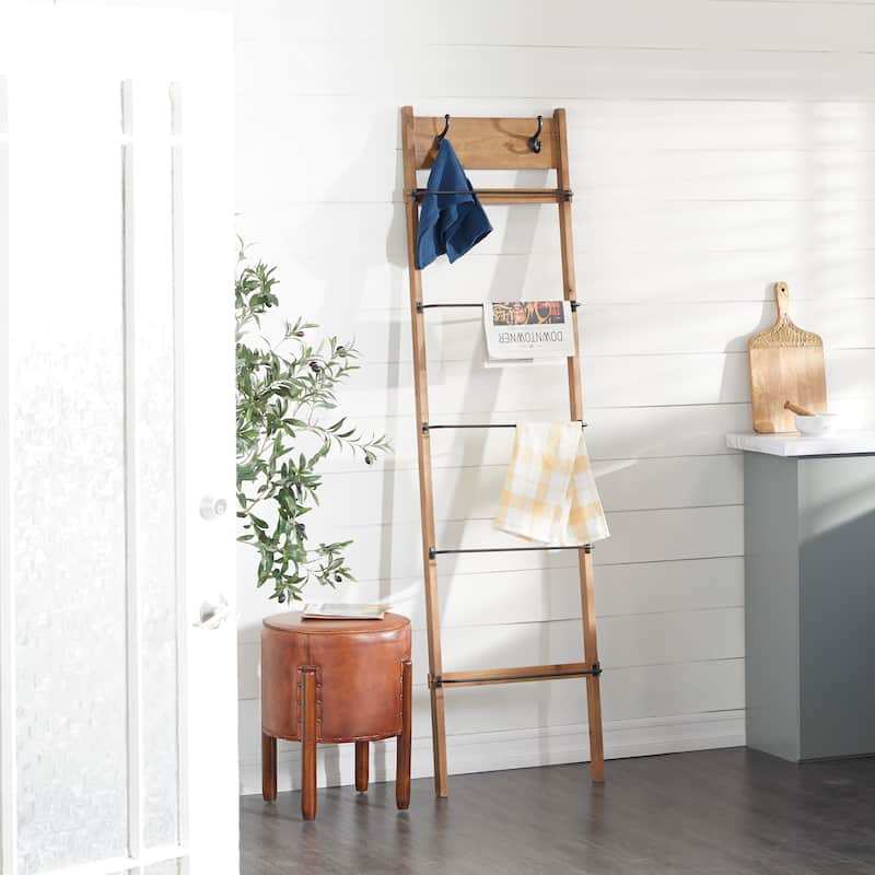 Wood 5 Rung Ladder - Brown - Roche River Decor - 4"W x 20"L x 76"H