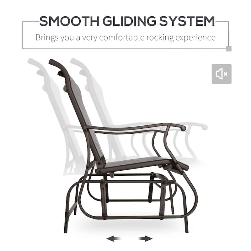 Steel Mesh 2-Seater Outdoor Glider Bench 528lbs Capacity - 46.75" W x 30.5" D x 38.25" H