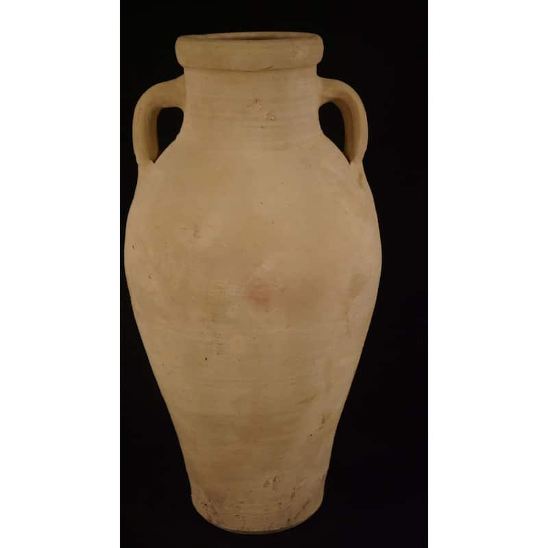White Clay Pot Amphora 2 Handles H 39.4" Dia 13.8" - White