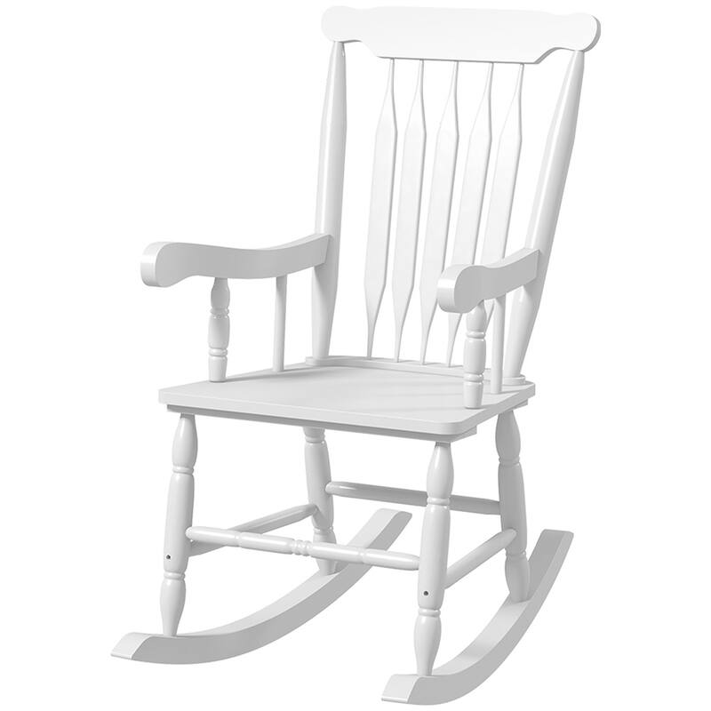 Poplar Wood Rocking Chair with PU Coating and Comfortable Arms - 1 - White