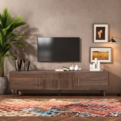 70.8" Woodgrain TV Stand - 2 Storage Cabinets and 2 Drawers, Cable Management