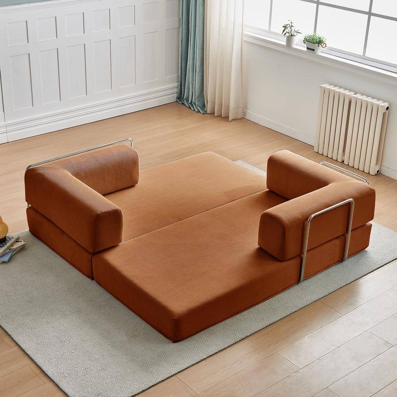 3-Seater Corduroy Sofa Bed, Multi-Functional Compact, Easy Assembly