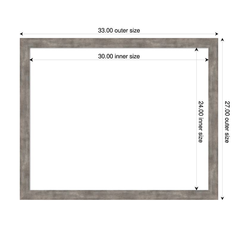 Amanti Art Marred Pewter Framed Dry Erase Magnetic Board - 33 x 27 in