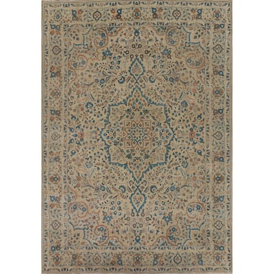 Tabriz Vintage Persian Area Rug Handmade Oriental Wool Carpet - 8'2" x 11'3"