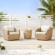 preview thumbnail 40 of 78, Patio Wicker Furniture Set Outdoor Rattan Bistro Set 2 Chair+1 Side table - Beige Wicker-Cream