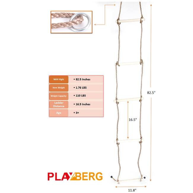 Wooden Swings with 4 Included Ropes, Tree Swing, Swing Bar, Climbing Rope Ladder and Swing Seat - 4 Pieces