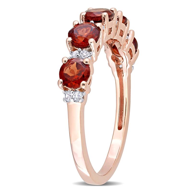 Miadora Rose Plated Sterling Silver Garnet & White Topaz Stackable Eternity Wedding Band Ring