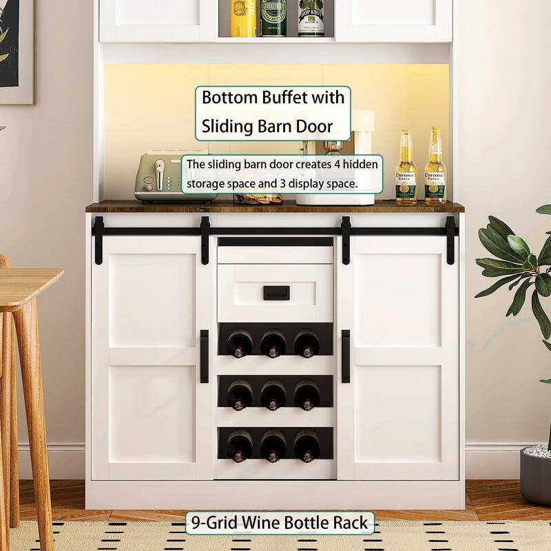 Farmhouse Kitchen Pantry Cabinet with Sliding Barn Door