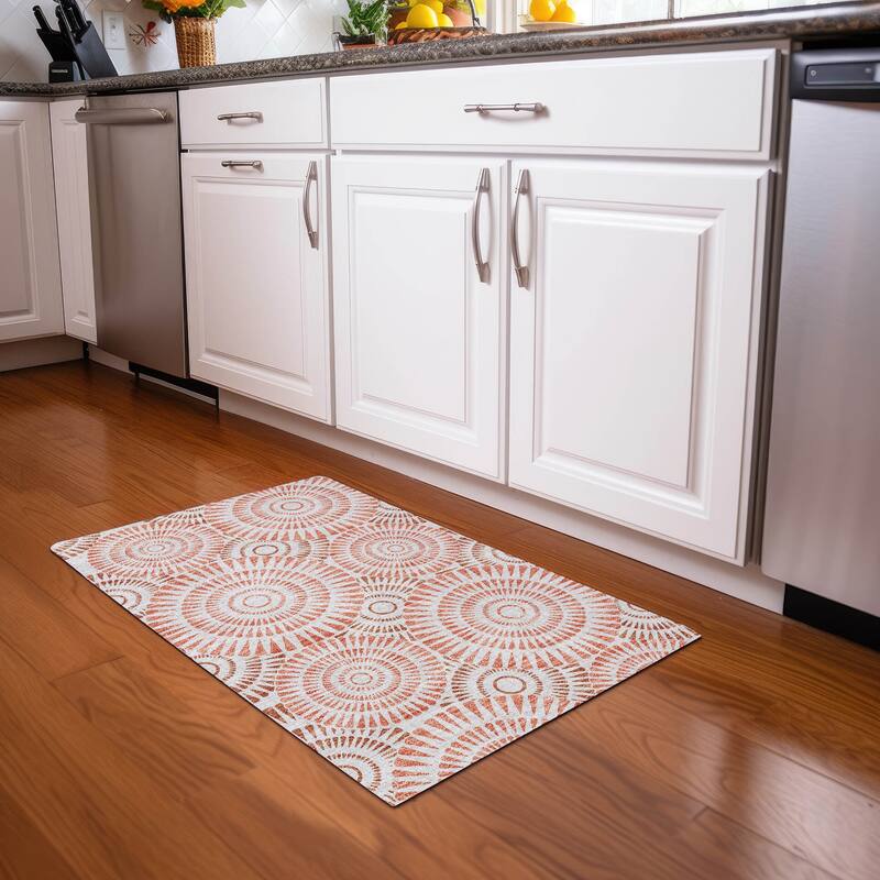 Premium Washable Super Soft Casual Geo Mayfield Rug - Coral - 1'8" x 2'6"