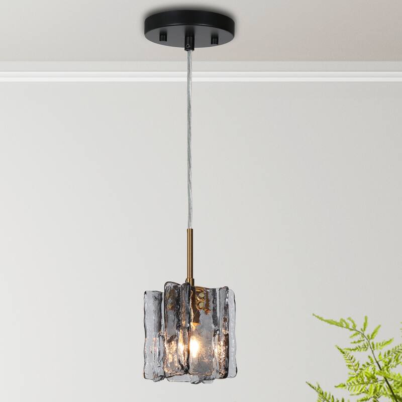 Kasy Modern 1-Light Textured Glass Pendant Light Art Deco Kitchen Island Light