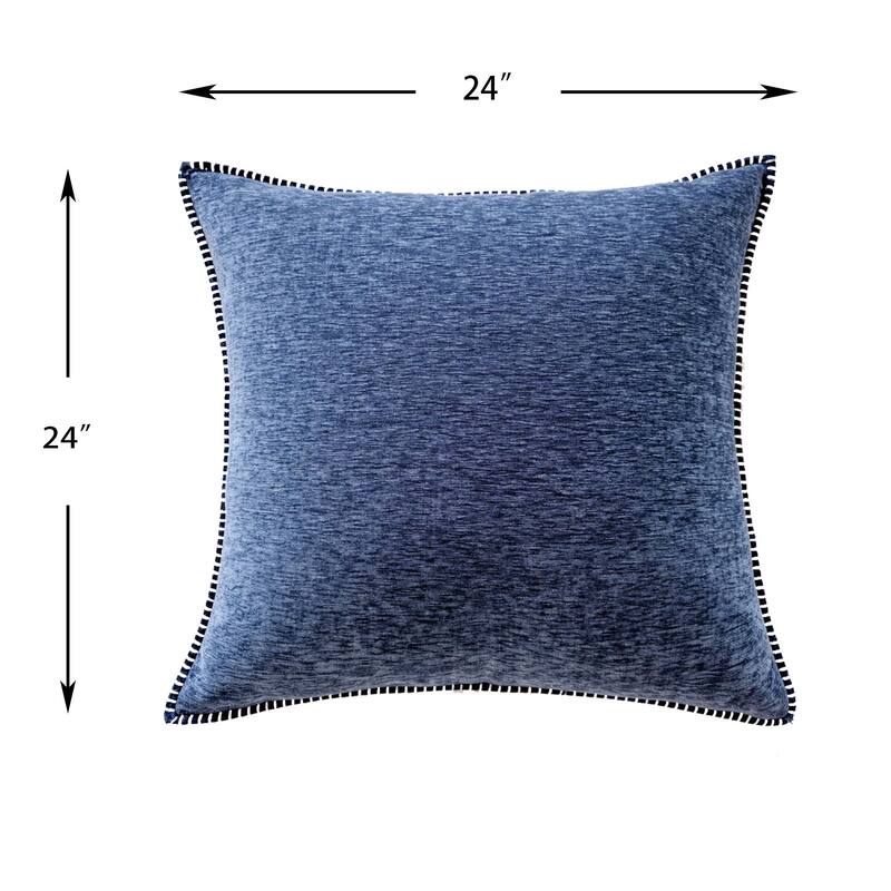 Textured Throw Pillow with Stitched Contrast Edge Set of 2