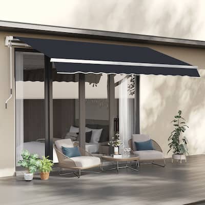 Outsunny 8' x 6.6' Patio Retractable Awning/Manual Exterior Sun Shade Deck Window Cover