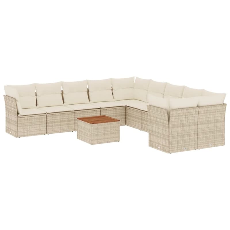 vidaXL Patio Sofa Set with Cushions Outdoor Furniture 11 Piece Poly Rattan - 21.7 x 21.7 x 14.6