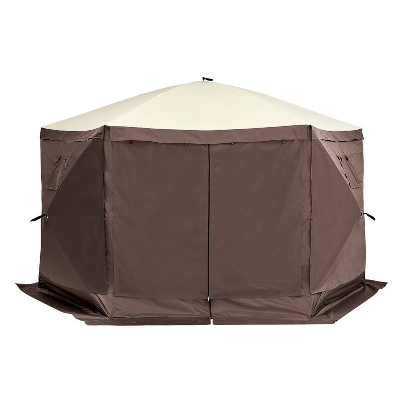 Pop Up Screen Tent 6-Sided Canopy with Privacy Panels & Netting