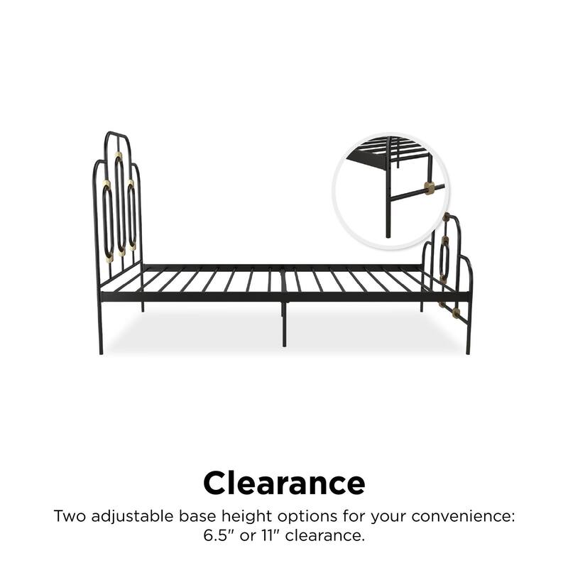 Vintage Metal Bed with Adjustable Height and Gold Detailing