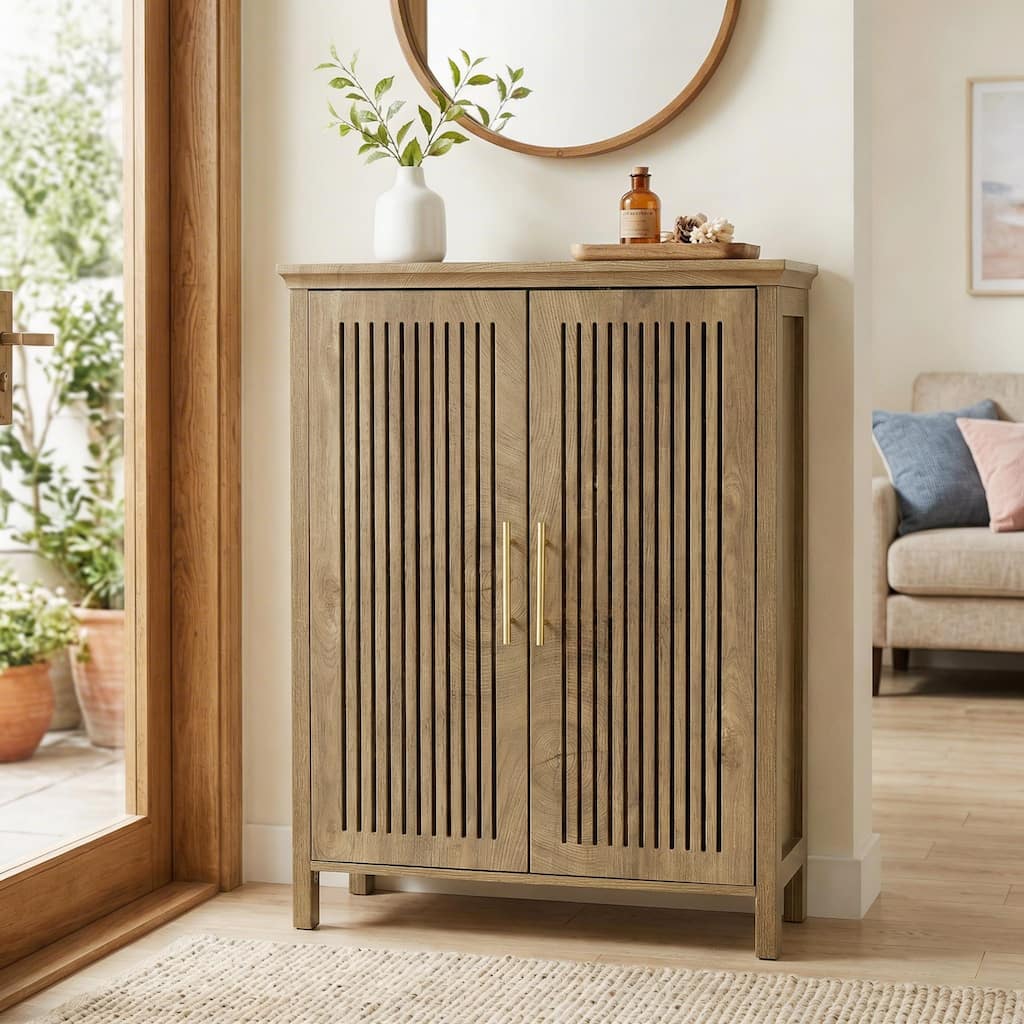 24 Pair Shoe Storage Cabinet With Door And Adjustable Shelves - 5-TIER