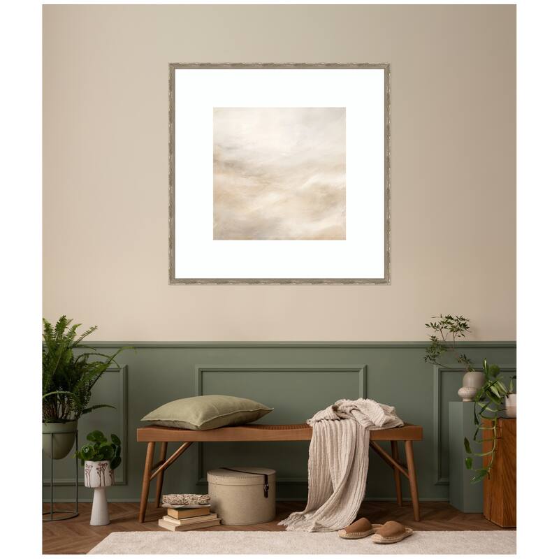 Kate and Laurel Tonal Textural White and Beige Neutrals by The Creative Bunch Studio Framed Wall Art Print