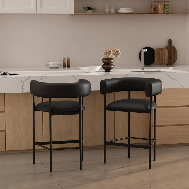 Manhattan Comfort Onda Metal Vegan Leather Counter Stool