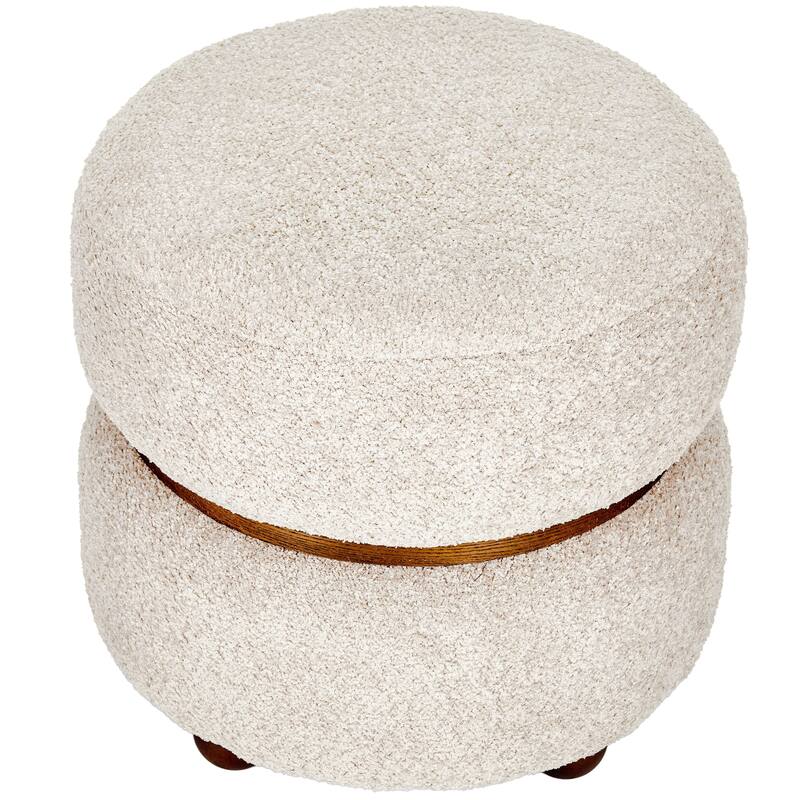 Double Pouf Round Upholstered Vanity Stool and Ottoman Foot Rest