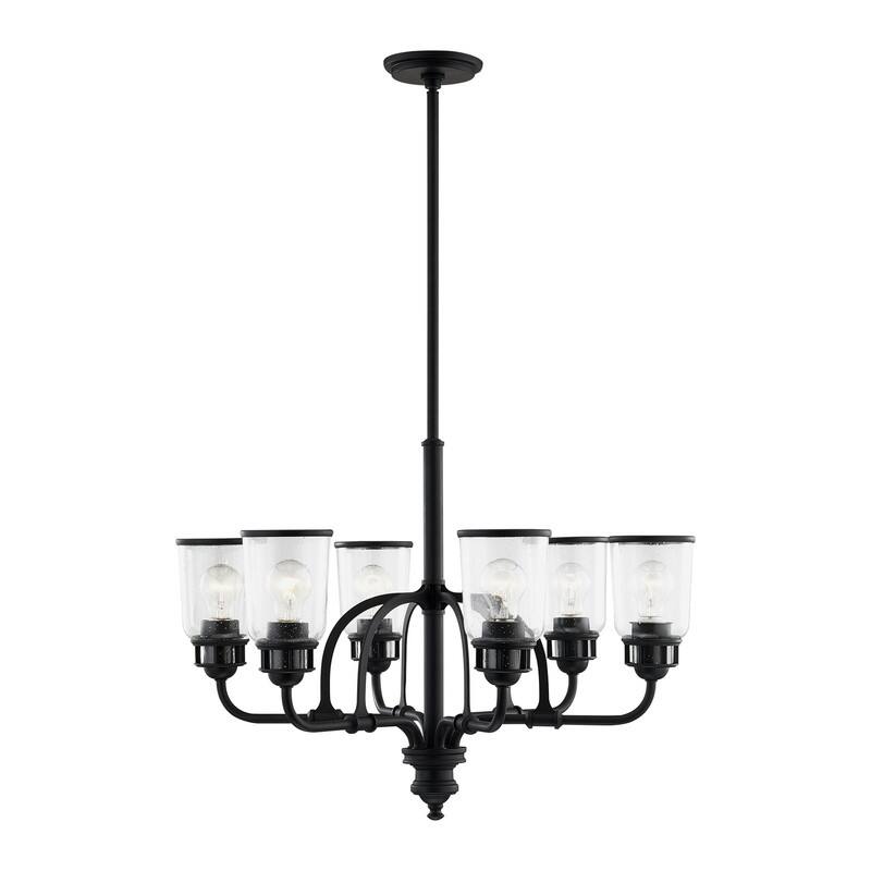 Livex Lighting 6-light Black Finish Chandelier, 40026-04 - 26.25" W X 27" - 57" ADJ. H