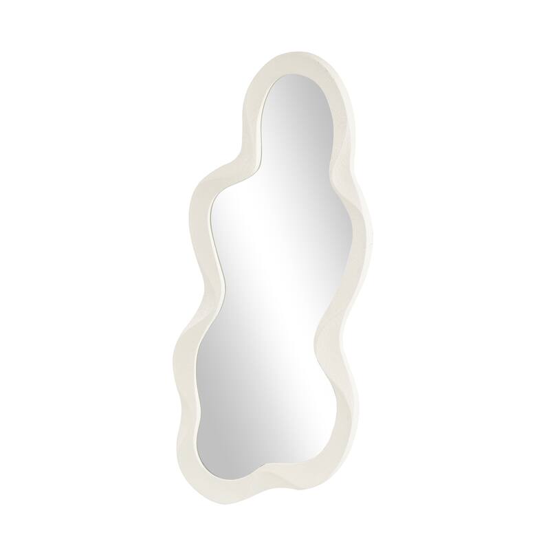 White or Black Wood Wavy Room Wall Mirror with Dimensional Frame