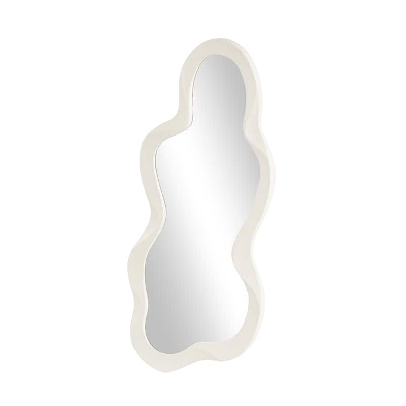 Wood Abstract Wavy Wall Mirror with Dimensional Frame - White or Black - Roche River Decor