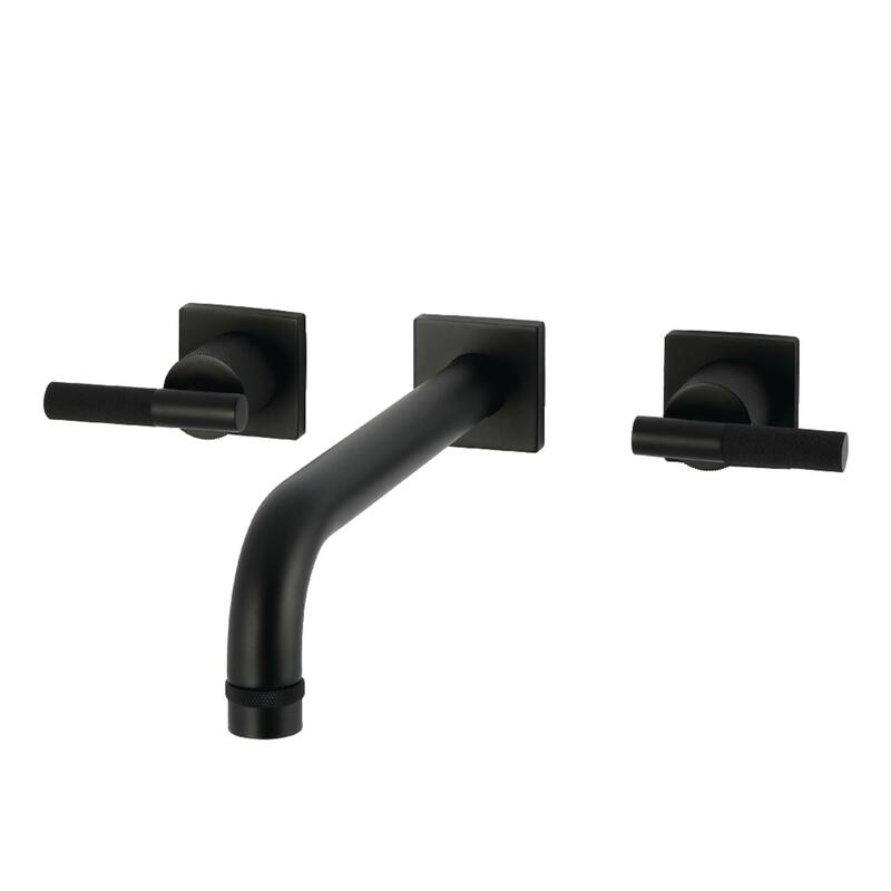 Kingston Brass Convergent Two-Handle Wall Mount Roman Tub Faucet with Knurled Handle - Matte Black