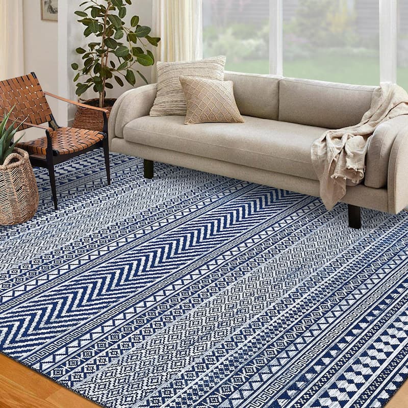 Garvee Moroccan Geometric Machine Washable Area Rug