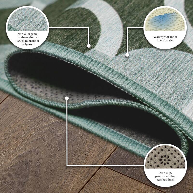 My Magic Carpet Dula Dark Sage Green Machine Washable Rug
